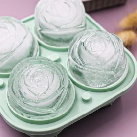 1pc Rose Shaped Ice Cube Tray; Silicone Ice Cube Mold; Kitchen Gadget - Ai Green