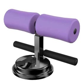 Sit Up Bar Floor, Portable Sit Up Exercise Equipment with Strong Suction Cups and Adjustable Foot Holder - Purple