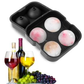 4-Ball Silicone Ice Mold for Whisky/Bourbon - black