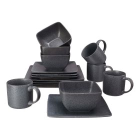 Better Homes & Gardens- Dark Gray Square Stoneware 16-Piece Dinnerware Set - Better Homes & Gardens